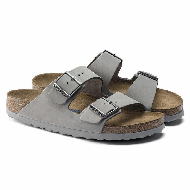 Arizona Birkenstock Soft Footbed Nubuck Kozene Damske Siva | SK 74JPQ